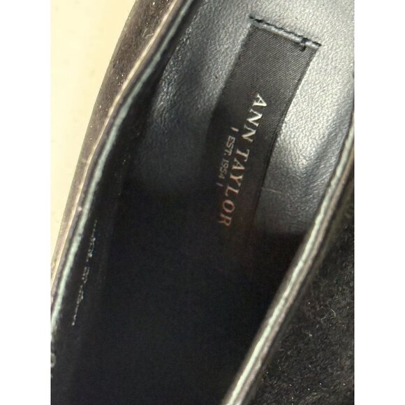 Ann Taylor Black Suede Peep Toe Wedge Booties 7.5M - Picture 4 of 12